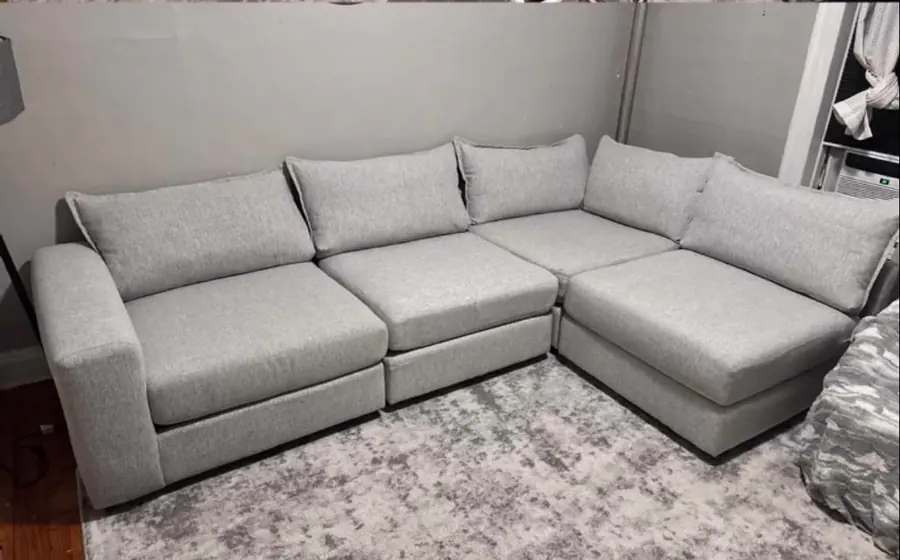 Gray sectional after cleaning and protection
