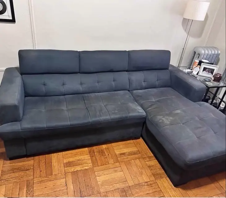 Before cleaning: dark gray sectional